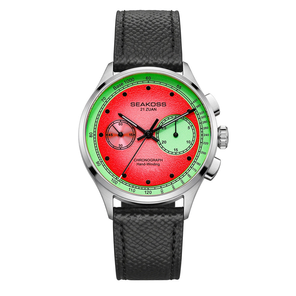 SEAKOSS Watermelon Dial 1963 Chronograph Mechanical Watch Sapphire 40mm