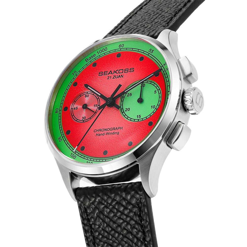 SEAKOSS Watermelon Dial 1963 Chronograph Mechanical Watch Sapphire 40mm