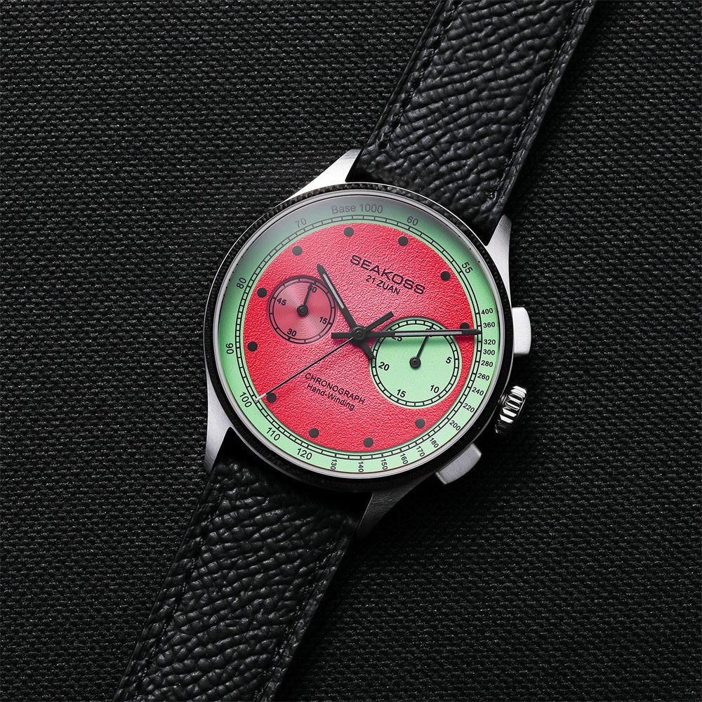 SEAKOSS Watermelon Dial 1963 Chronograph Mechanical Watch Sapphire 40mm