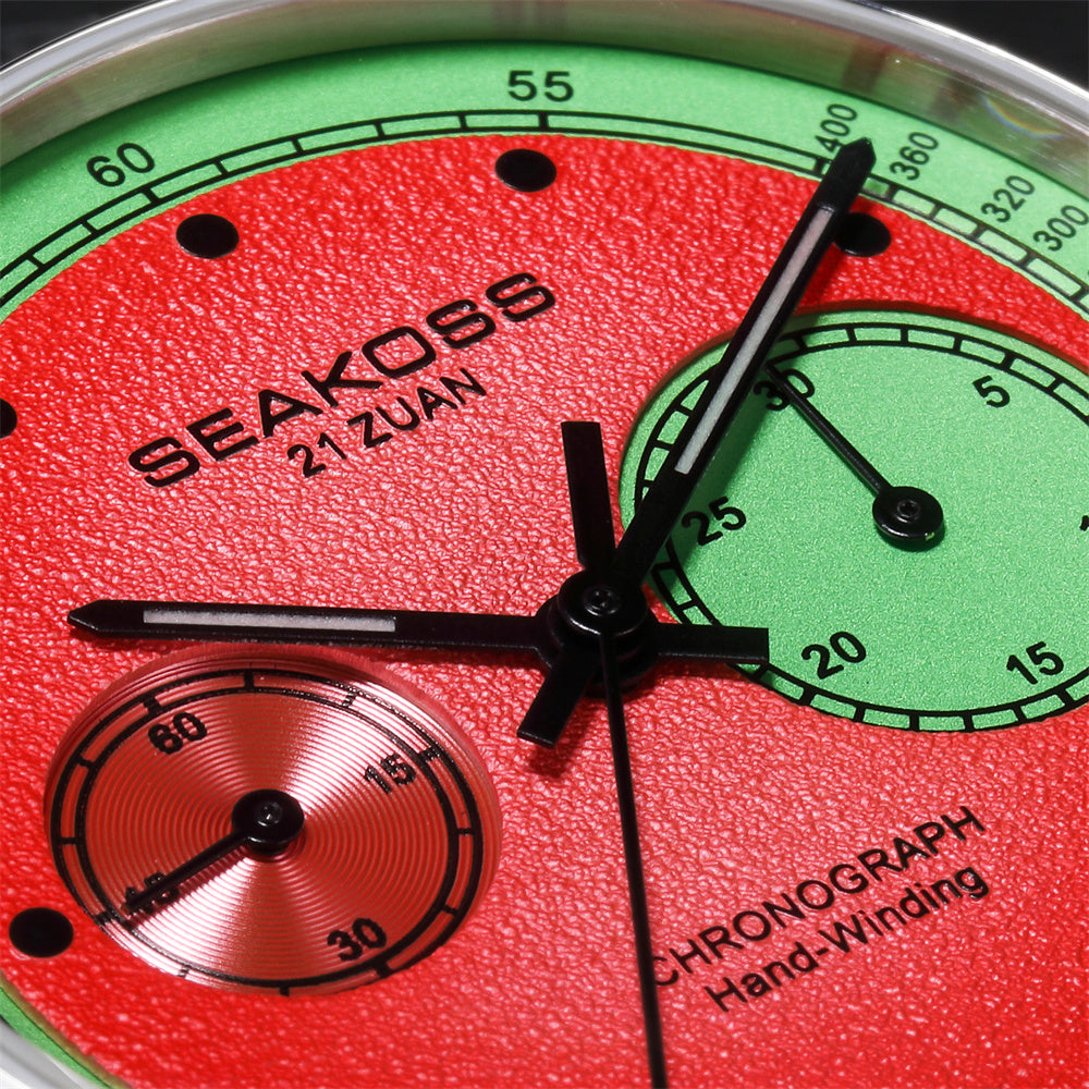 SEAKOSS Watermelon Dial 1963 Chronograph Mechanical Watch Sapphire 40mm