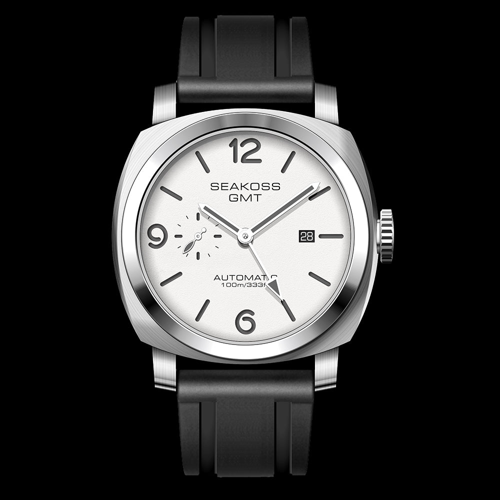 SEAKOSS GMT Men Automatic Watch - Seagull ST2557 Movement, Sapphire Crystal, 316L Stainless Steel Luminous Mechanical Wristwatch for Men