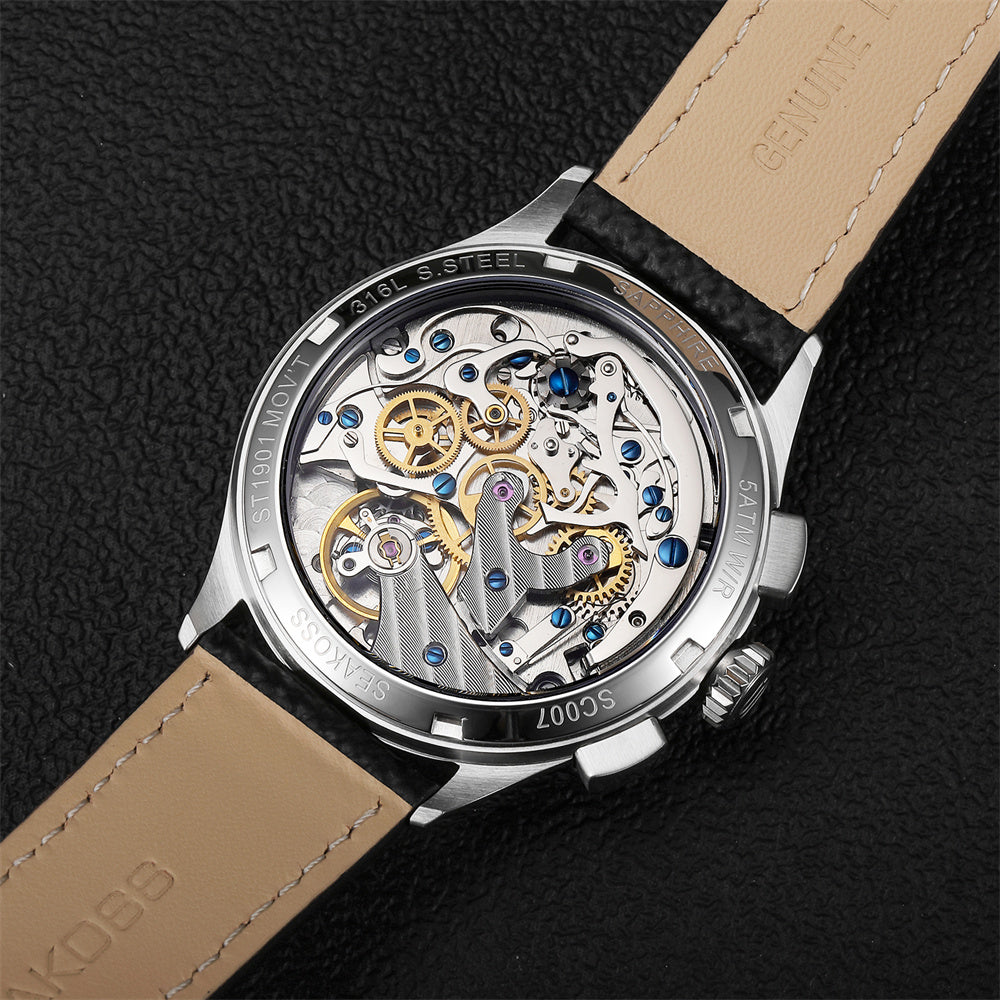 SEAKOSS Watermelon Dial 1963 Chronograph Mechanical Watch Sapphire 40mm