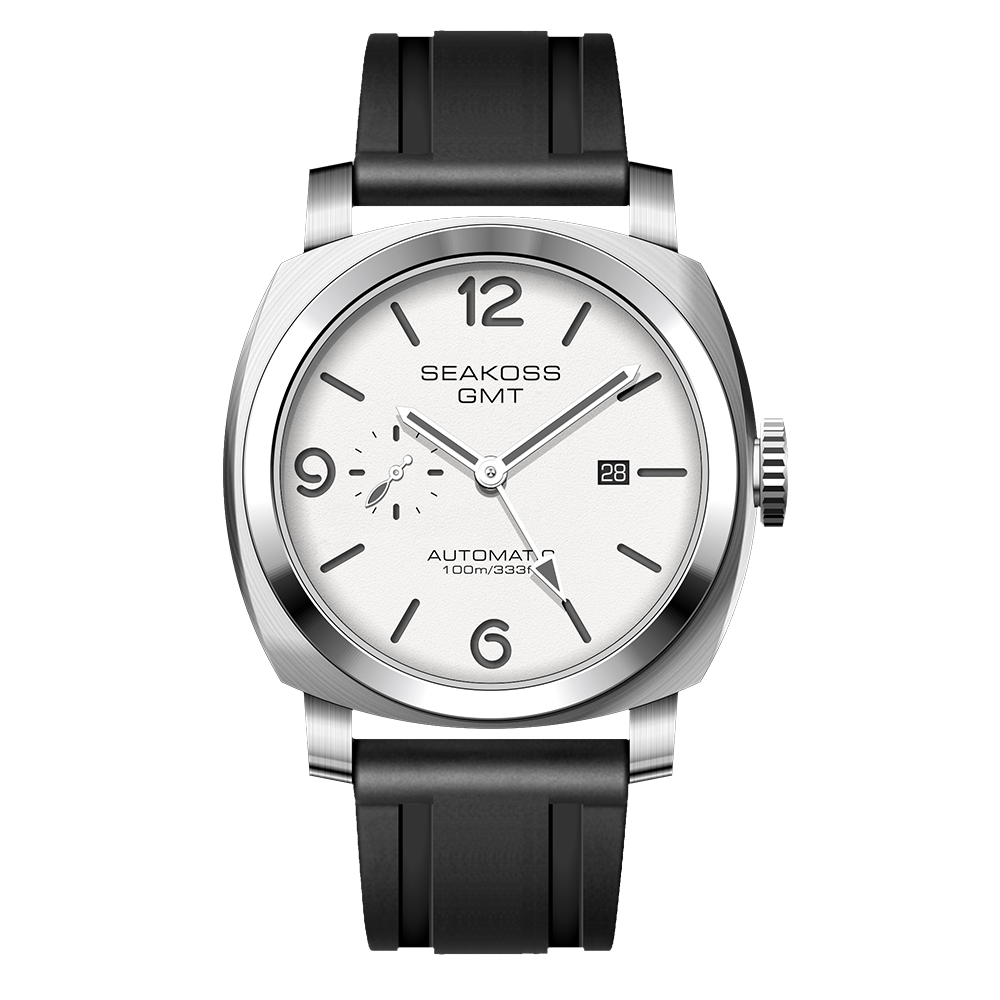 SEAKOSS GMT Men Automatic Watch - Seagull ST2557 Movement, Sapphire Crystal, 316L Stainless Steel Luminous Mechanical Wristwatch for Men