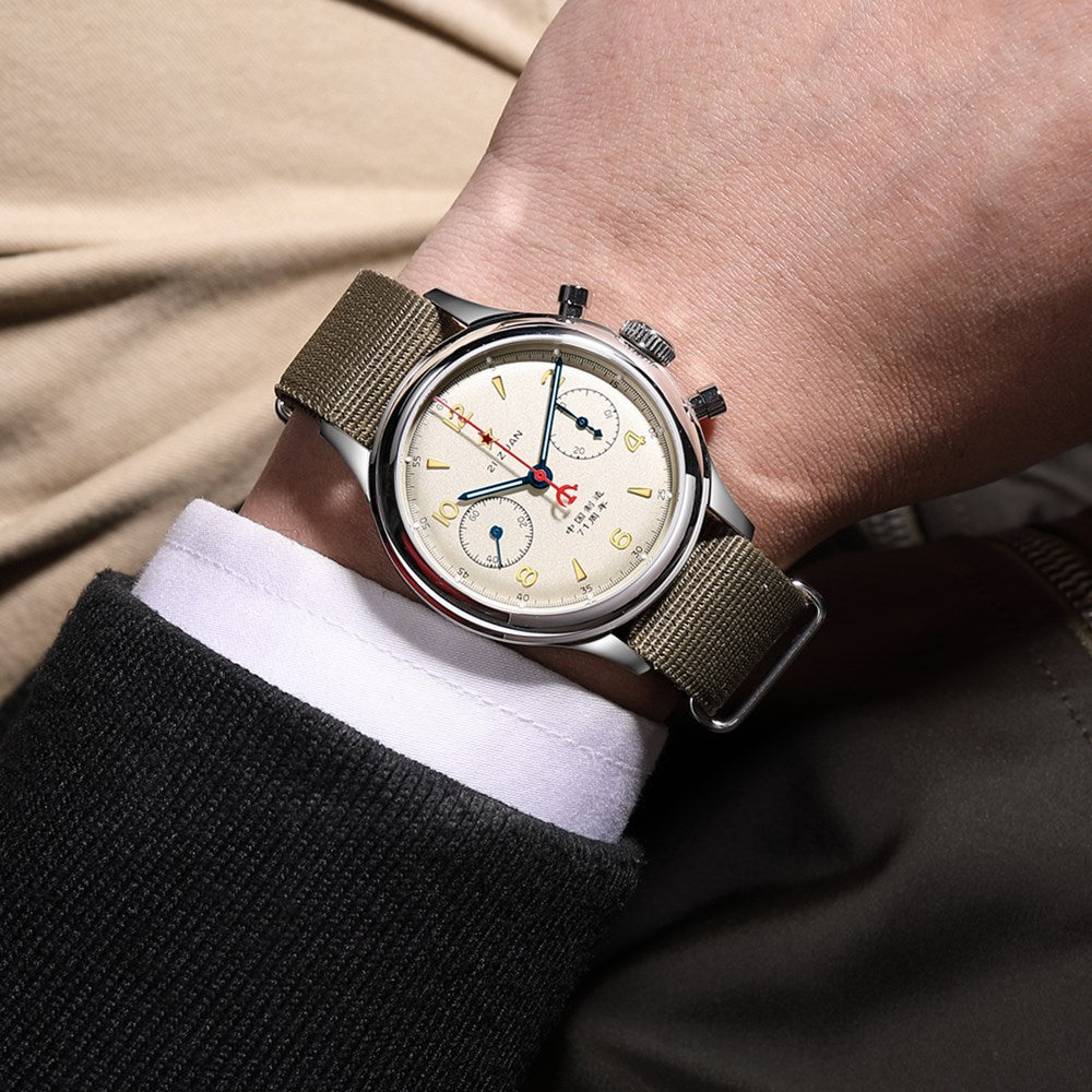 SEAKOSS 1963 Chronograph ST1901 Movement 38 40mm Pilots Hand  Lume Winding Men's Mechanical Watches Sapphire 30M Waterproof