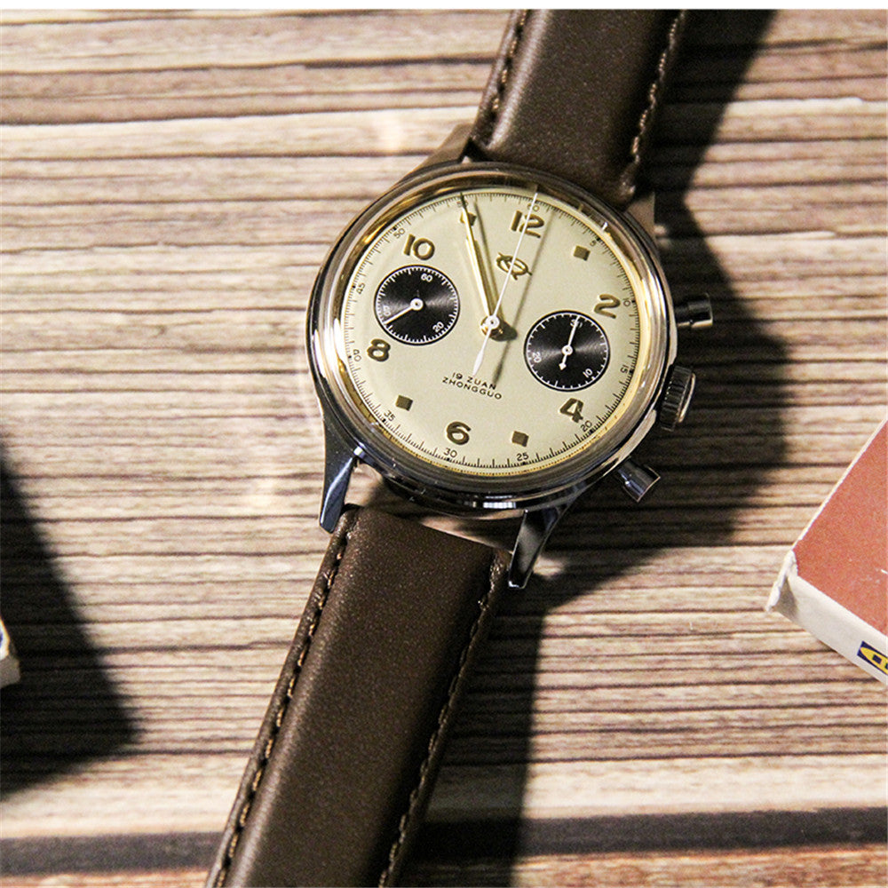 SEAKOSS 38mm Men 1963 Chronograph Watches Seagull ST1901 Movement Sapphire Mechanical Wristwatches Yellow Color