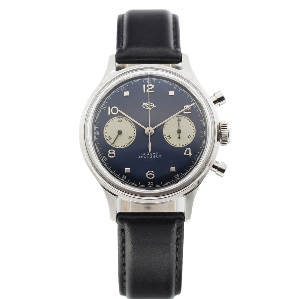 SEAKOSS 38mm Men 1963 Chronograph Watches Seagull ST1901 Movement Sapphire Mechanical Wristwatches Blue Color