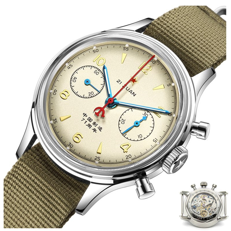 SEAKOSS 1963 Chronograph ST1901 Movement 38 40mm Pilots Hand  Lume Winding Men's Mechanical Watches Sapphire 30M Waterproof