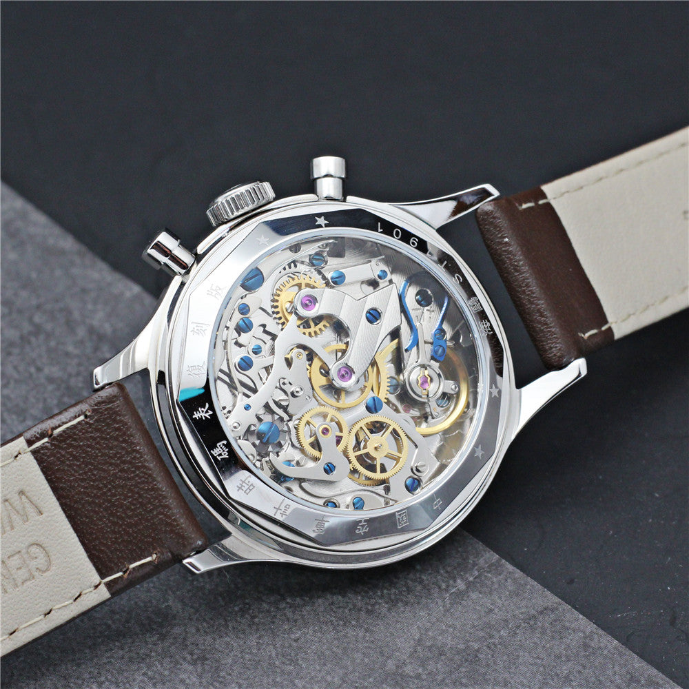 SEAKOSS 38mm Men 1963 Chronograph Watches Seagull ST1901 Movement Sapphire Mechanical Wristwatches Yellow Color