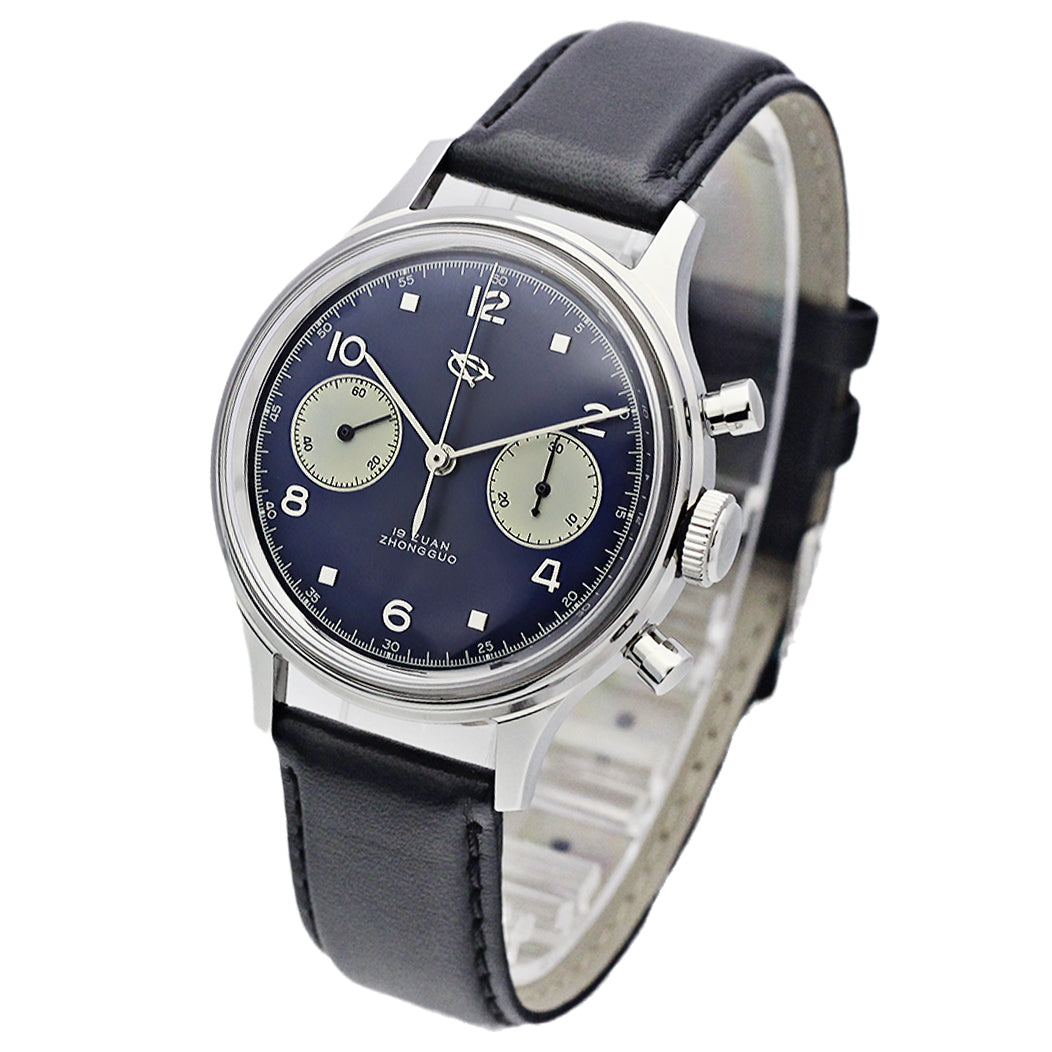 SEAKOSS 38mm Men 1963 Chronograph Watches Seagull ST1901 Movement Sapphire Mechanical Wristwatches Blue Color