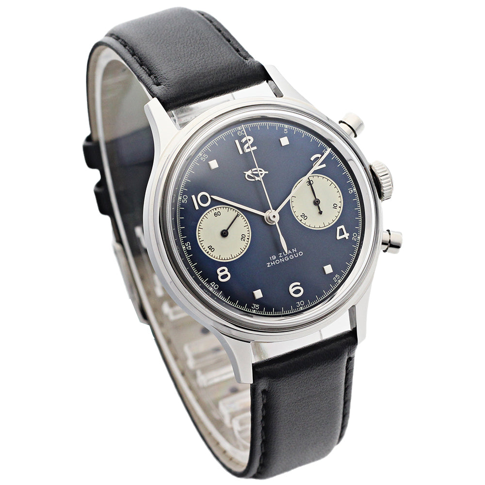 SEAKOSS 38mm Men 1963 Chronograph Watches Seagull ST1901 Movement Sapphire Mechanical Wristwatches Blue Color