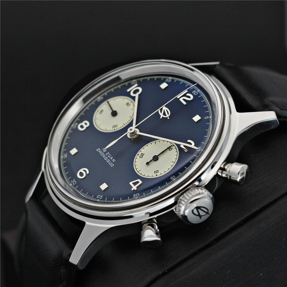 SEAKOSS 38mm Men 1963 Chronograph Watches Seagull ST1901 Movement Sapphire Mechanical Wristwatches Blue Color