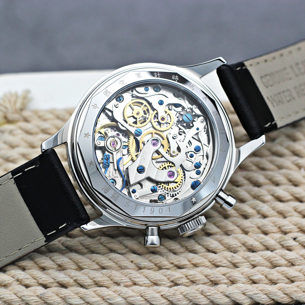 SEAKOSS 38mm Men 1963 Chronograph Watches Seagull ST1901 Movement Sapphire Mechanical Wristwatches Green Color