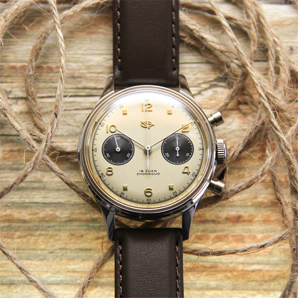 SEAKOSS 38mm Men 1963 Chronograph Watches Seagull ST1901 Movement Sapphire Mechanical Wristwatches Yellow Color