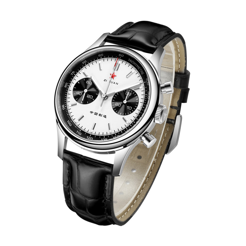 SEAKOSS Men 40mm Panda 1963 Chronograph Watch Luminous Sapphire Seagull ST1901 Movement Mechanical Watches