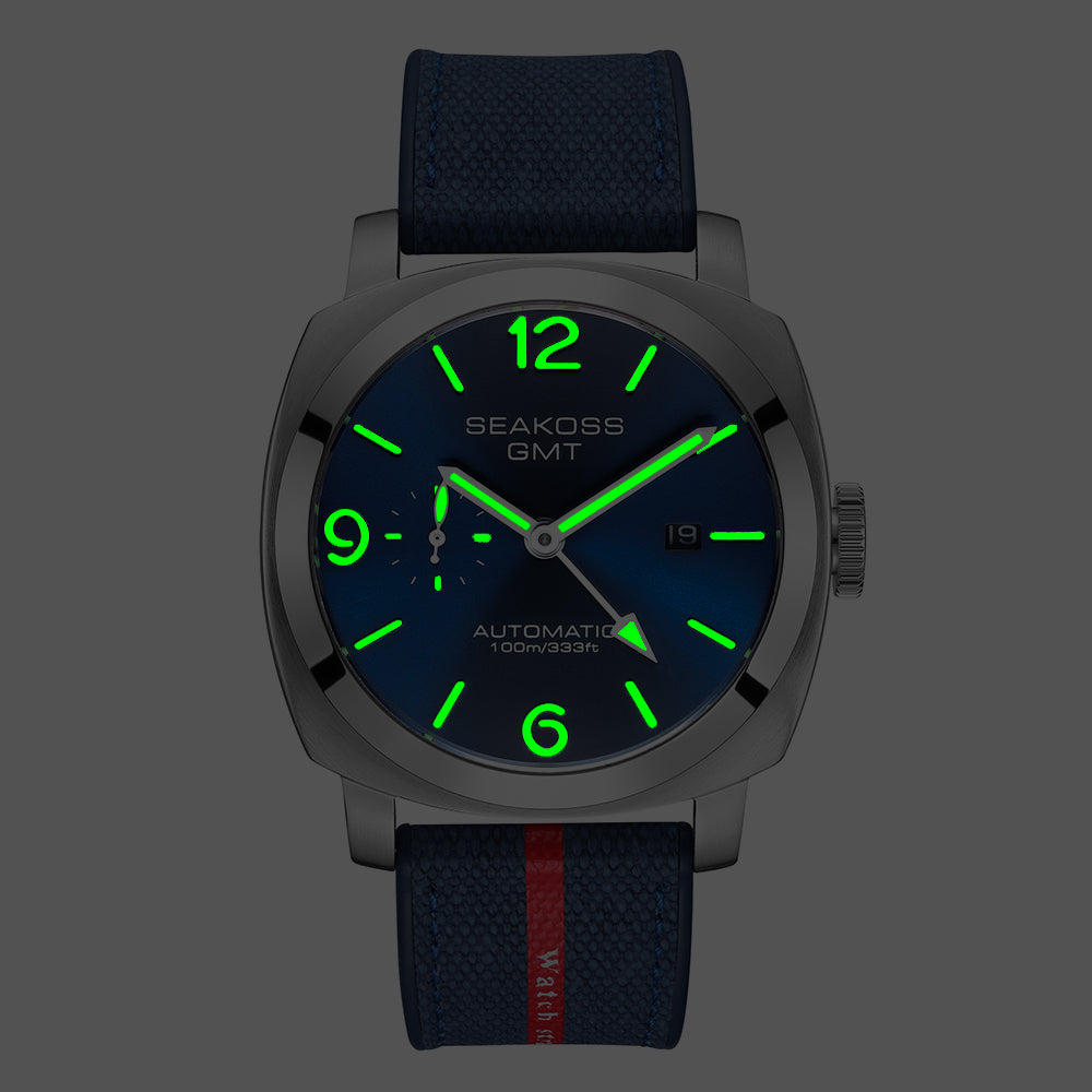 SEAKOSS GMT Automatic Watch for Men | 45mm Stainless Steel Mechanical Watch with Seagull ST2557 Movement, Sapphire Crystal, 10ATM Water Resistant, Luminous Hands