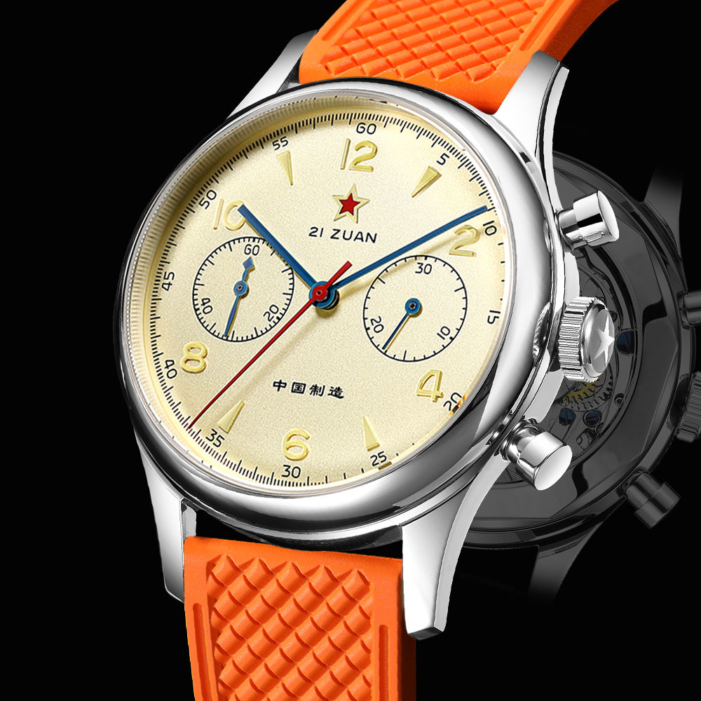 SEAKOSS 40mm Seagull 1963 Chronograph Men's Watch ST1901 Movement Sapphire Gooseneck Wristwatches FKM Silicone Strap