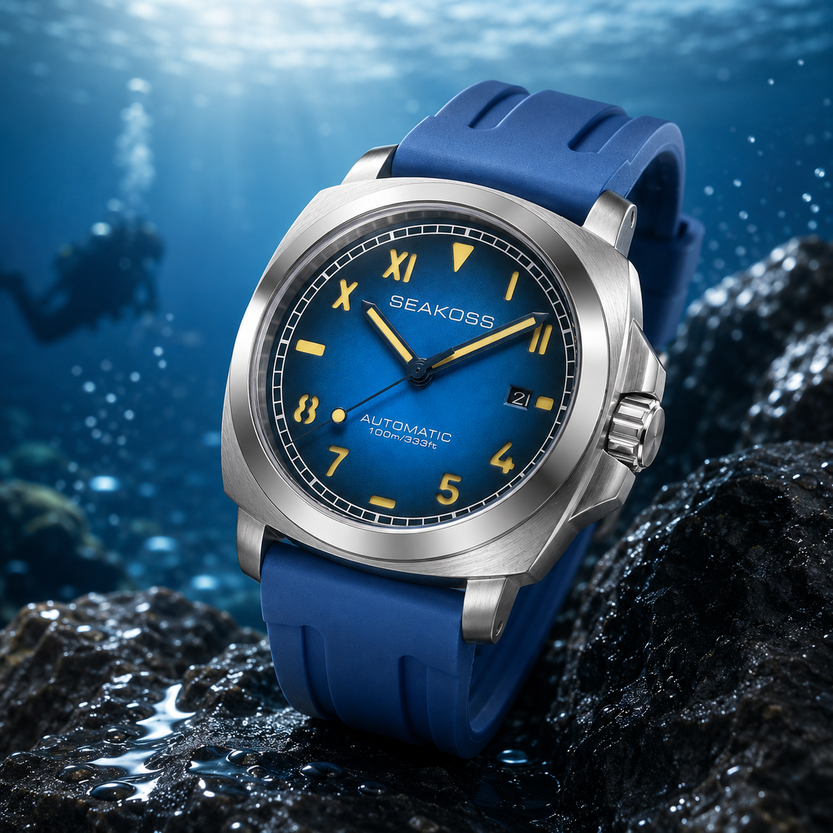 SEAKOSS 40mm Automatic Mechanical Watch for Men – Seagull ST1612 Movement Sapphire Crystal 10ATM Waterproof Luminous Date Display