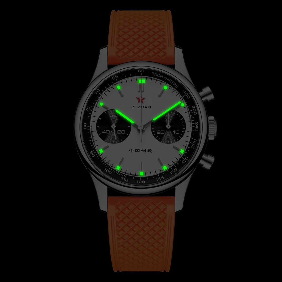 Seagull 1963 40mm Panda Chronograph Watch Men FKM Silicone Strap Sapphire Luminous Mechanical Wrist Watches