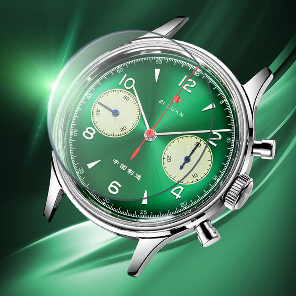 SEAKOSS Seagull 1963 Chronograph Watch Mens 38mm Green Seagull ST901 Hand Wind Movement Sapphire Mechanical Wristwatches