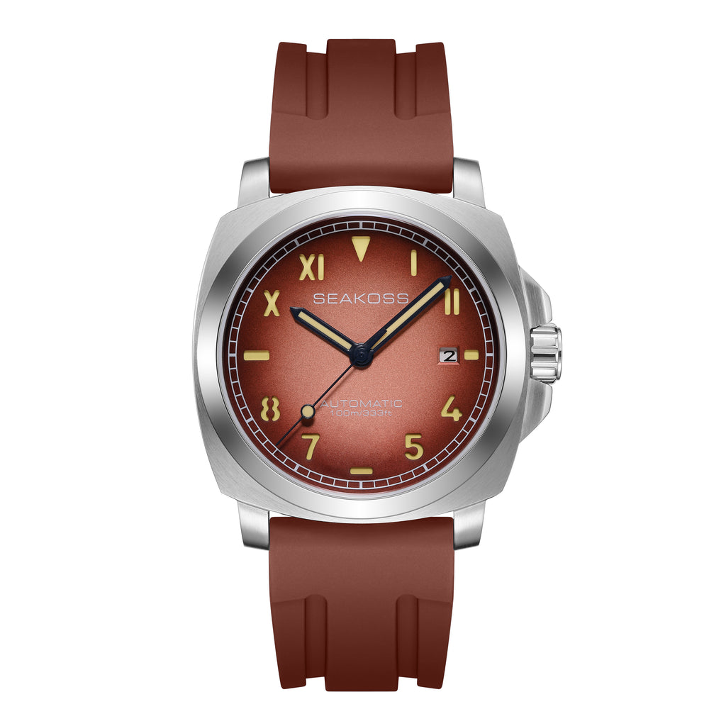 SEAKOSS 40mm Men's Automatic Watch – Seagull ST1612 Self-Winding Mechanical Movement, Sapphire Crystal, 10ATM Waterproof, Luminous Date Watch