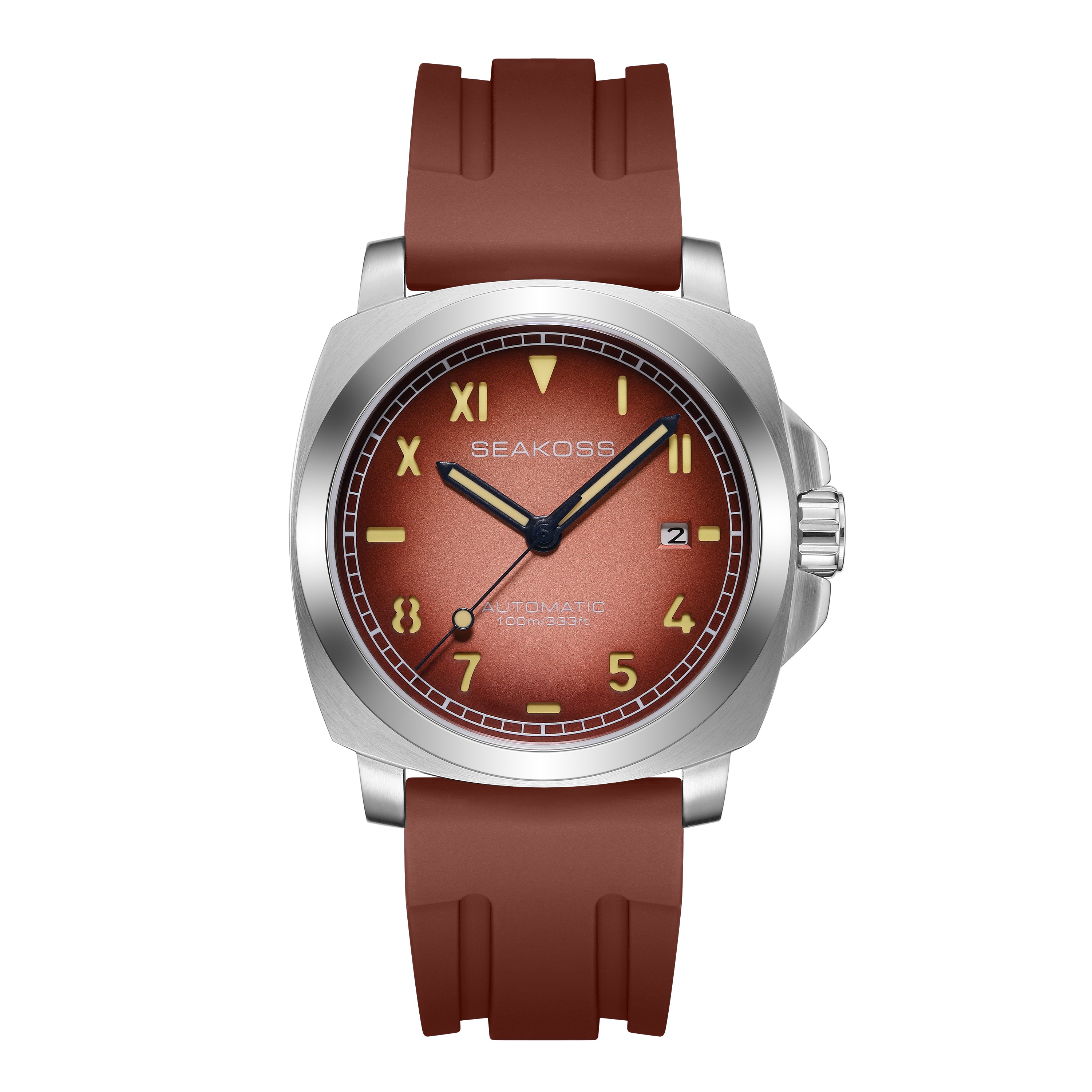SEAKOSS 40mm Men's Automatic Watch – Seagull ST1612 Self-Winding Mechanical Movement, Sapphire Crystal, 10ATM Waterproof, Luminous Date Watch