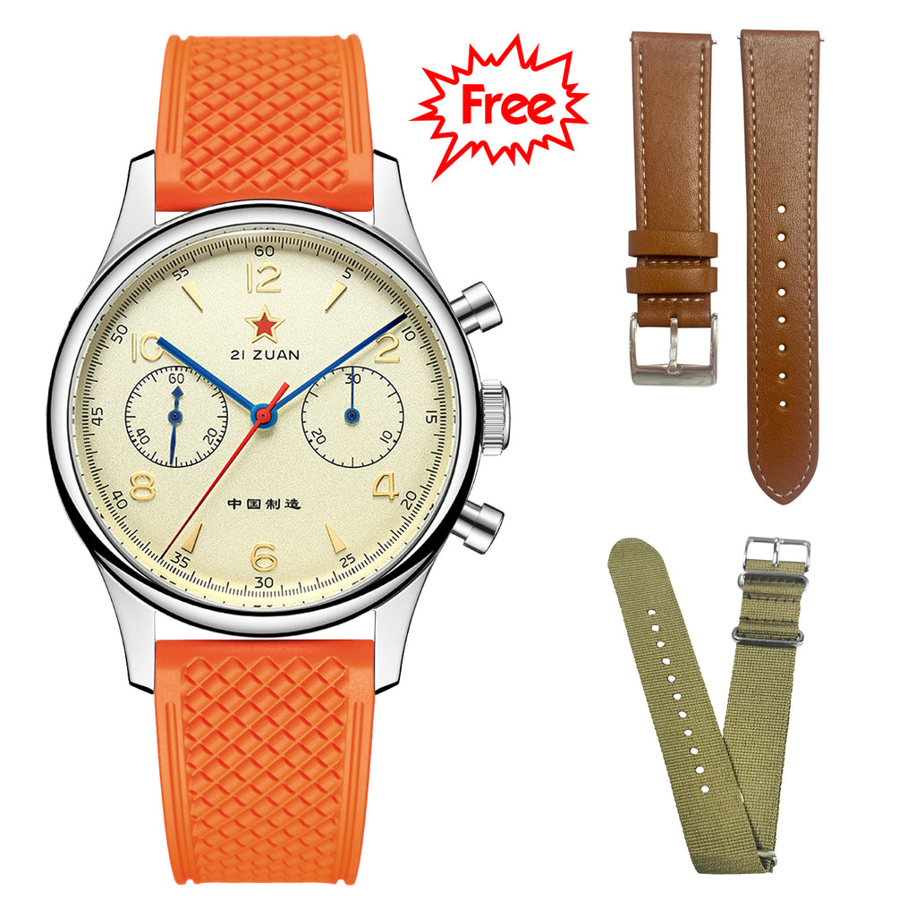 SEAKOSS 40mm Seagull 1963 Chronograph Men's Watch ST1901 Movement Sapphire Gooseneck Wristwatches FKM Silicone Strap