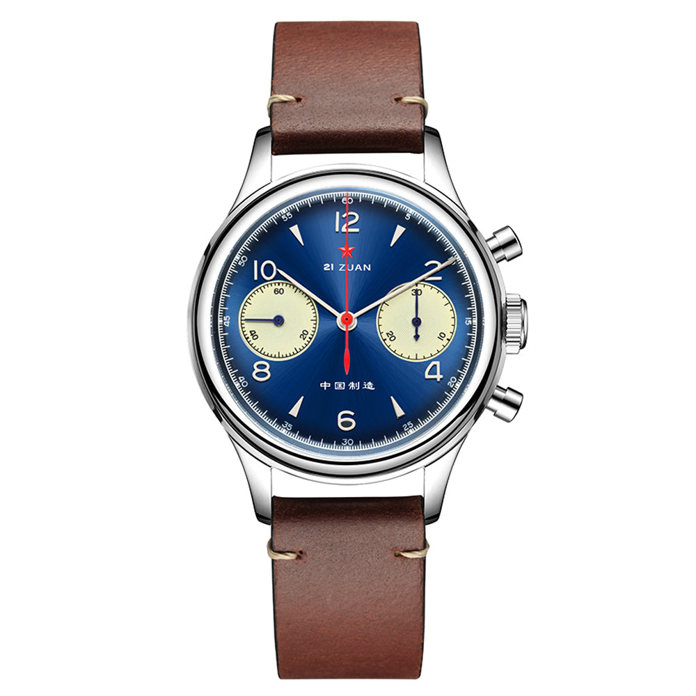SEAKOSS 38mm Men 1963 Chronograph Watches Seagull ST1901 Movement Sapphire  Mechanical Wristwatches Deep BlueColor