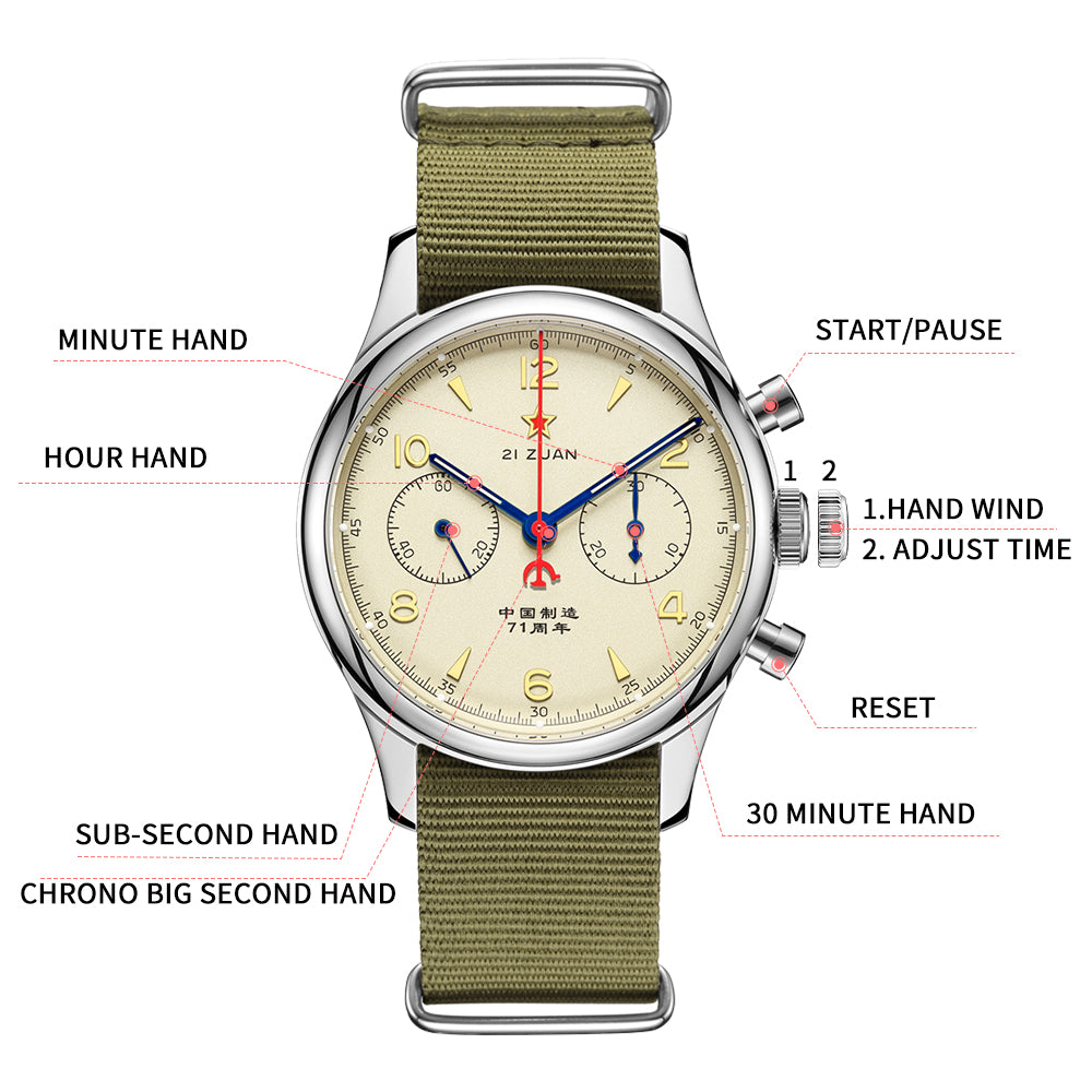 SEAKOSS 1963 Chronograph 38mm Luminous Dial Seagull ST1901 Movement Pilot Hand Winding Men's Chrono Mechanical Watches Sapphire Glass