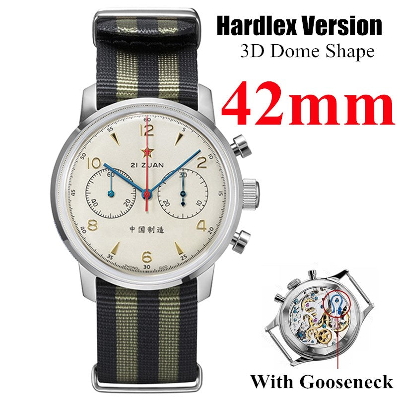 SEAKOSS Men's 42mm Seagull 1963 Chronograph ST1901 Hand Winding Movement 3D Dome Sapphire / 3D Dome Hardlex Glass Mechanical Watches