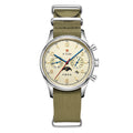 SEAKOSS Men's Classic Automatic Mechanical Wristwatch Seagull ST1654 Movement 24H-Hour Display Air Force Pilot Calendar Mens Watches