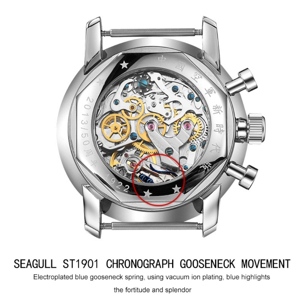 SEAKOSS 42mm 1963 Chronograph Watches Men 1963 Hand Winding Seagull Movement Sappire Super Luminous Mechanical Wristwatches