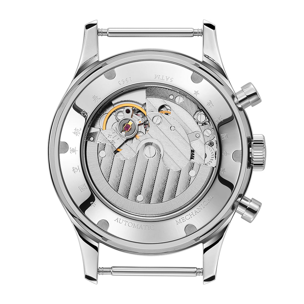 SEAKOSS Men's Classic Automatic Mechanical Wristwatch Seagull ST1654 Movement 24H-Hour Display Air Force Pilot Calendar Mens Watches