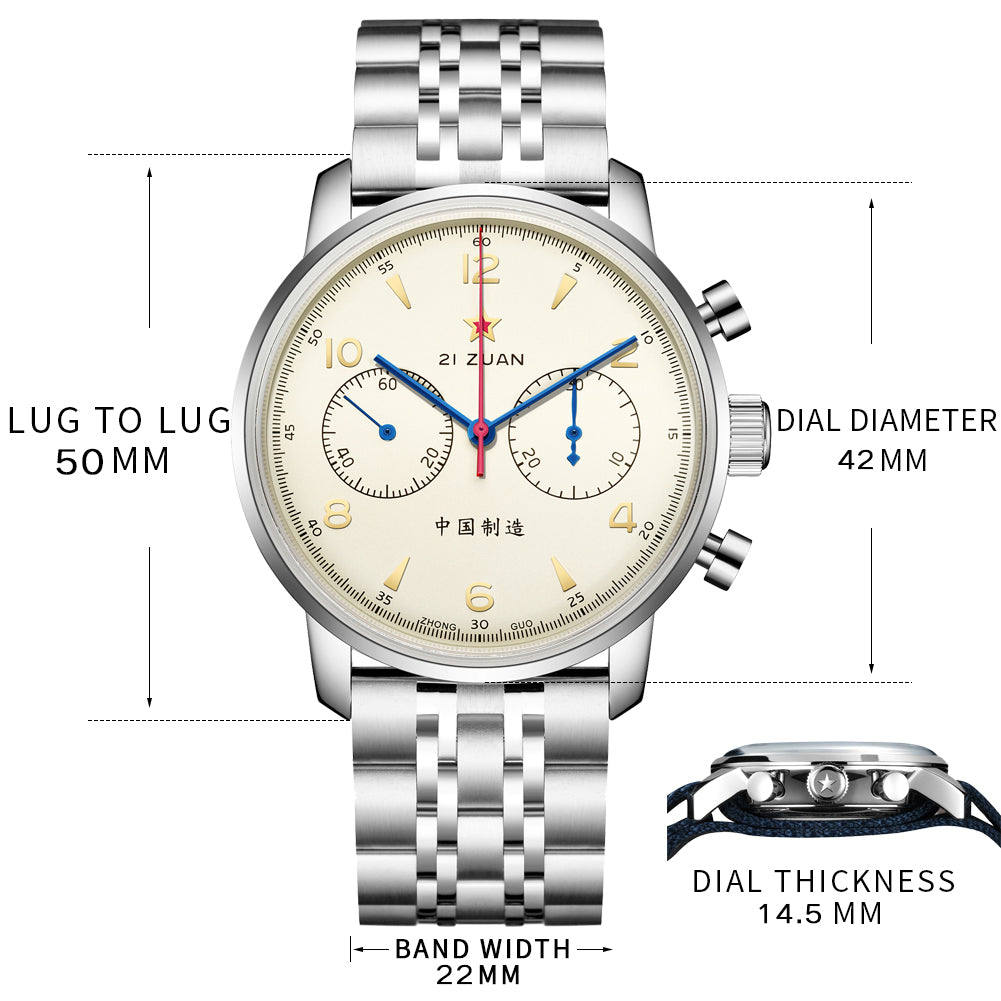 SEAKOSS Seagull 1963 42mm Gooseneck Chronograph Sapphire Glass Men Pilot Seagull ST1901 Movement Mechanical Watches