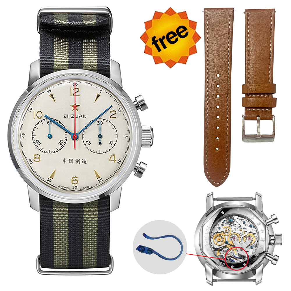 SEAKOSS Men's 42mm Seagull 1963 Chronograph ST1901 Hand Winding Movement 3D Dome Sapphire / 3D Dome Hardlex Glass Mechanical Watches