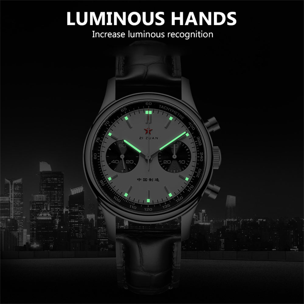 SEAKOSS Men 40mm Panda 1963 Chronograph Watch Luminous Sapphire Seagull ST1901 Movement Mechanical Watches