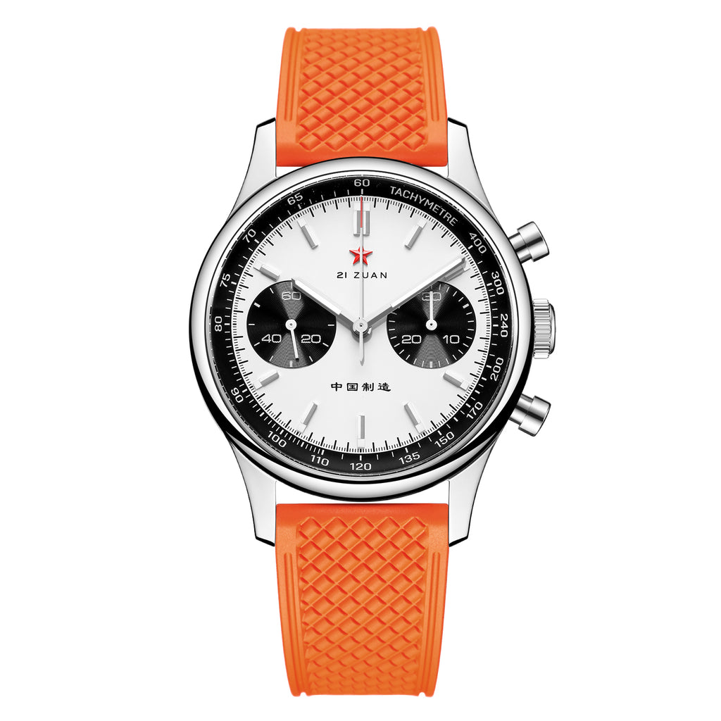 Seagull 1963 40mm Panda Chronograph Watch Men FKM Silicone Strap Sapphire Luminous Mechanical Wrist Watches
