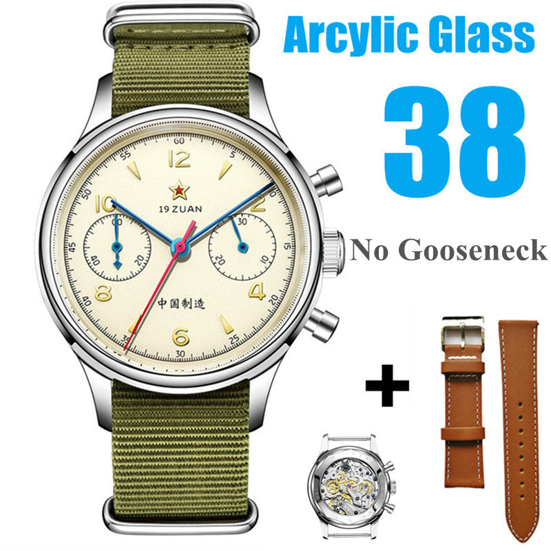 SEAKOSS Classic 1963 Chronograph ST1901 Movement 38 40mm Pilots Hand Winding Men's Mechanical Watches Sapphire 30M Waterproof