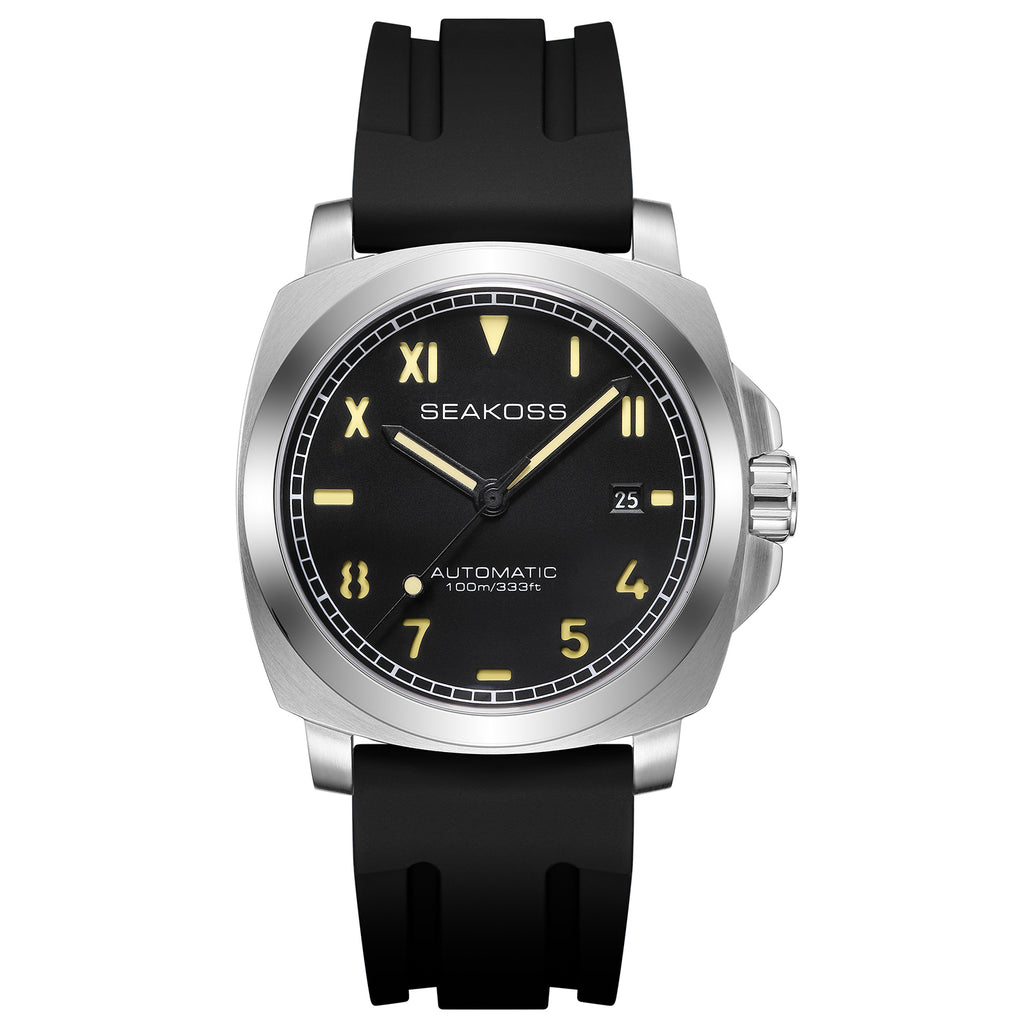 SEAKOSS 40mm Men's Automatic Watch – Seagull ST1612 Self-Winding Mechanical Movement, Sapphire Crystal, 10ATM Waterproof, Luminous Date Watch