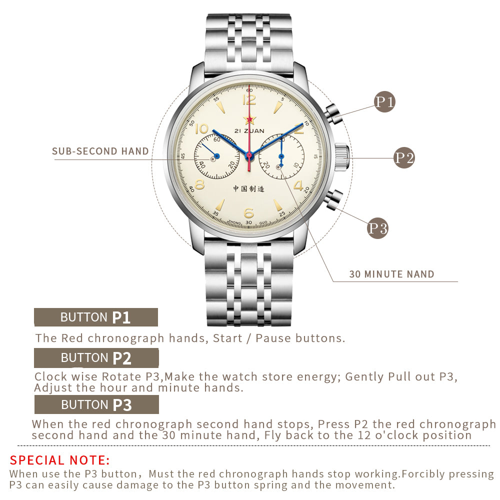 SEAKOSS Seagull 1963 42mm Men Chronograph 3D Dome Hardlex Glass Steel Strap Men's Pilot Seagull ST1901 Movement Mechanical Wristwatches