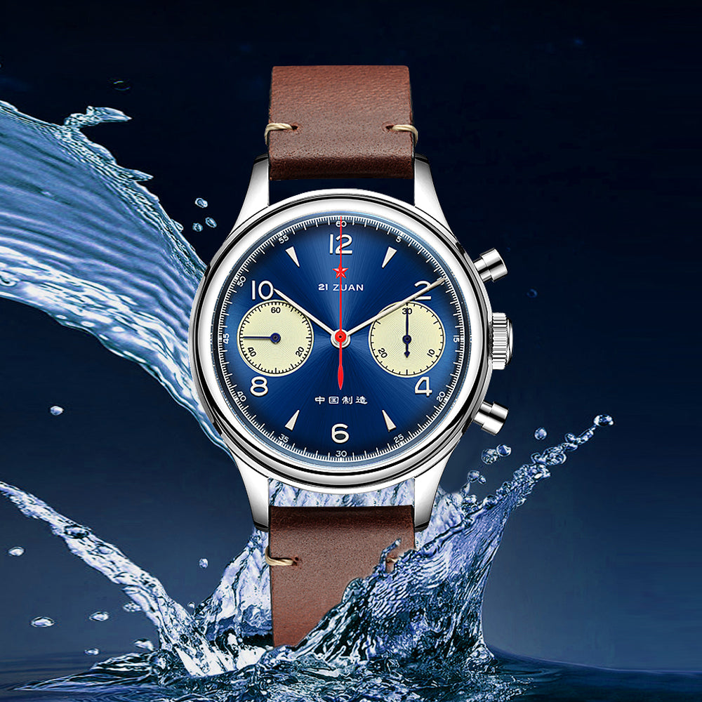 SEAKOSS 38mm Men 1963 Chronograph Watches Seagull ST1901 Movement Sapphire  Mechanical Wristwatches Deep BlueColor