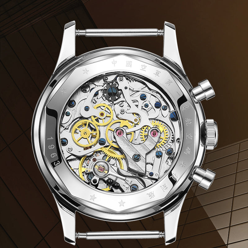 SEAKOSS 40mm Panda 1963 Chronograph Watch Luminous Sapphire Seagull ST1901 Movement Gooseneck Mechanical Watches