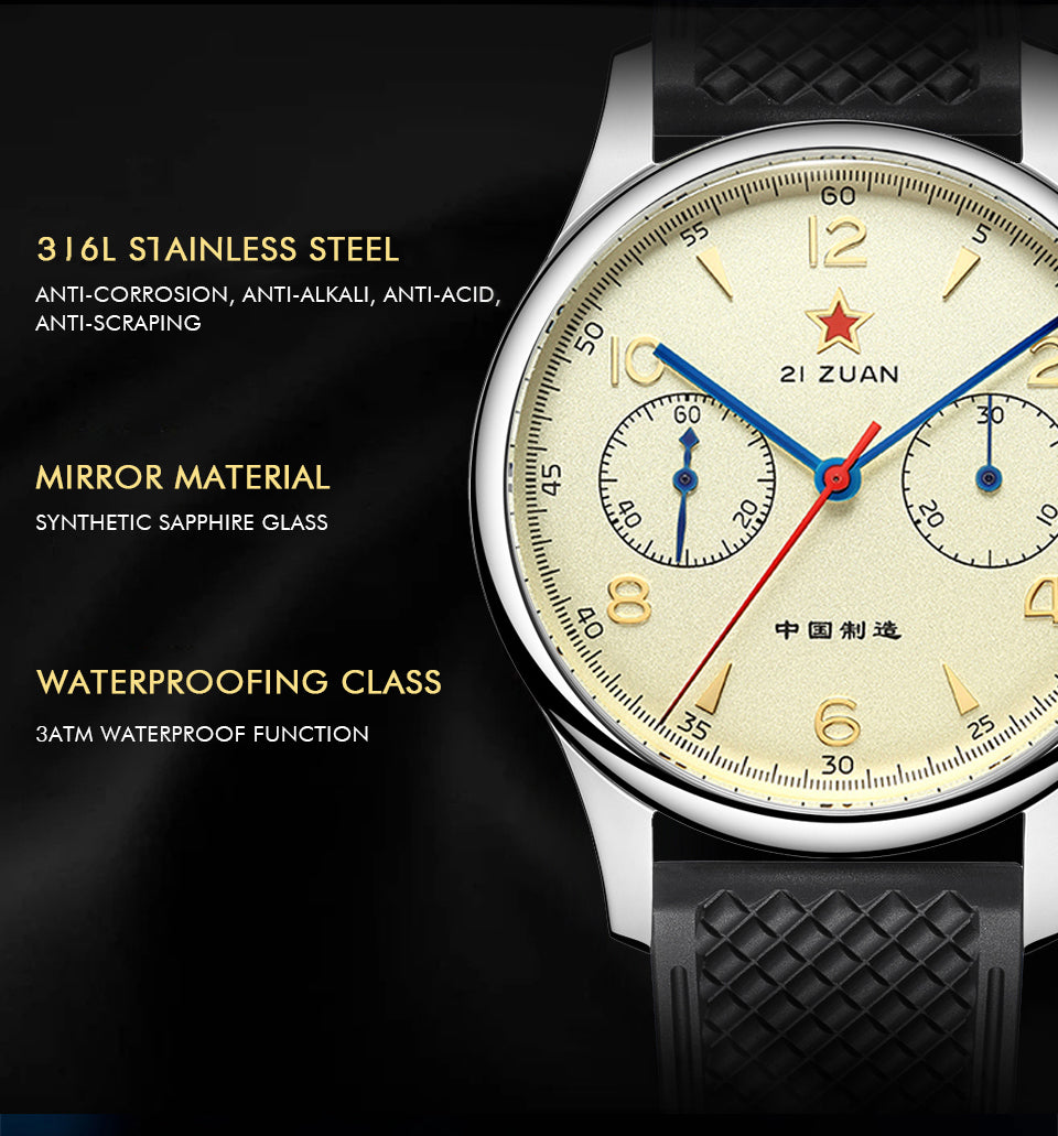 SEAKOSS 38mm 40mm Seagull 1963 Chronograph Men's Watch ST1901 Movement Sapphire Wristwatches FKM Silicone Strap