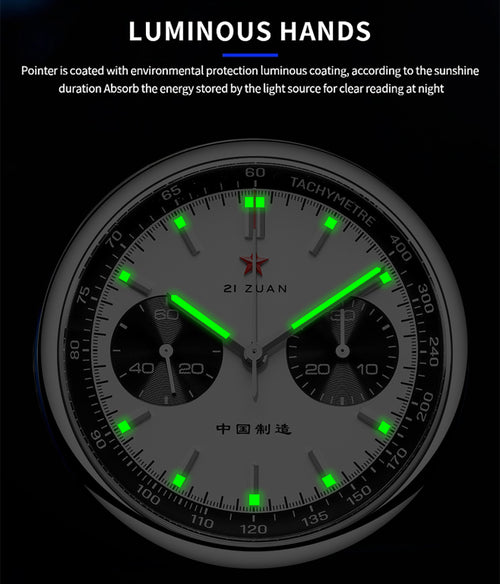 Seagull 1963 40mm Panda Chronograph Men Black FKM Silicone Strap Sapphire Luminous Mechanical Wrist Watches
