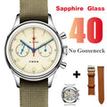 SEAKOSS 40mm Men's 1963 Chronograph Mechanical Watch Pilot with Seagull Movement ST1901 Air Force Aviation Sapphire Goose 40mm