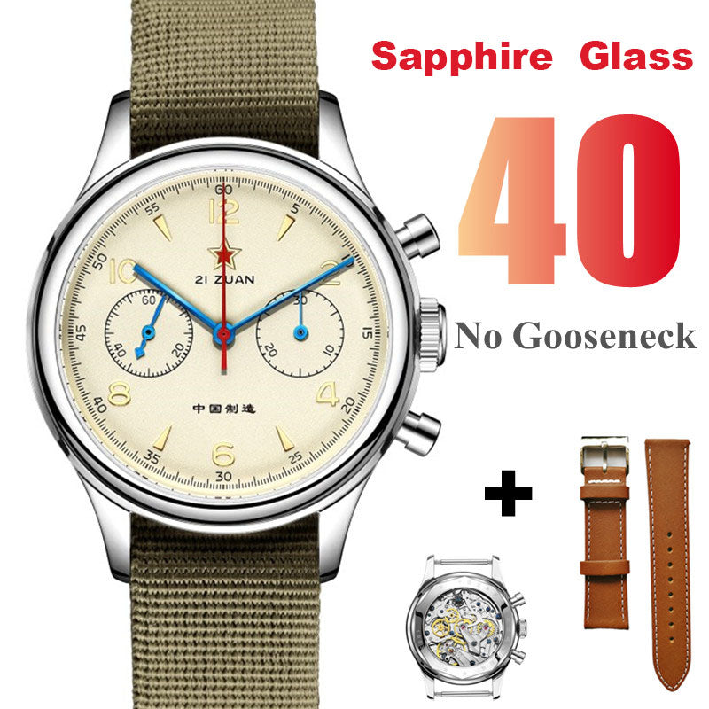 SEAKOSS 40mm Men's 1963 Chronograph Mechanical Watch Pilot with Seagull Movement ST1901 Air Force Aviation Sapphire Goose 40mm