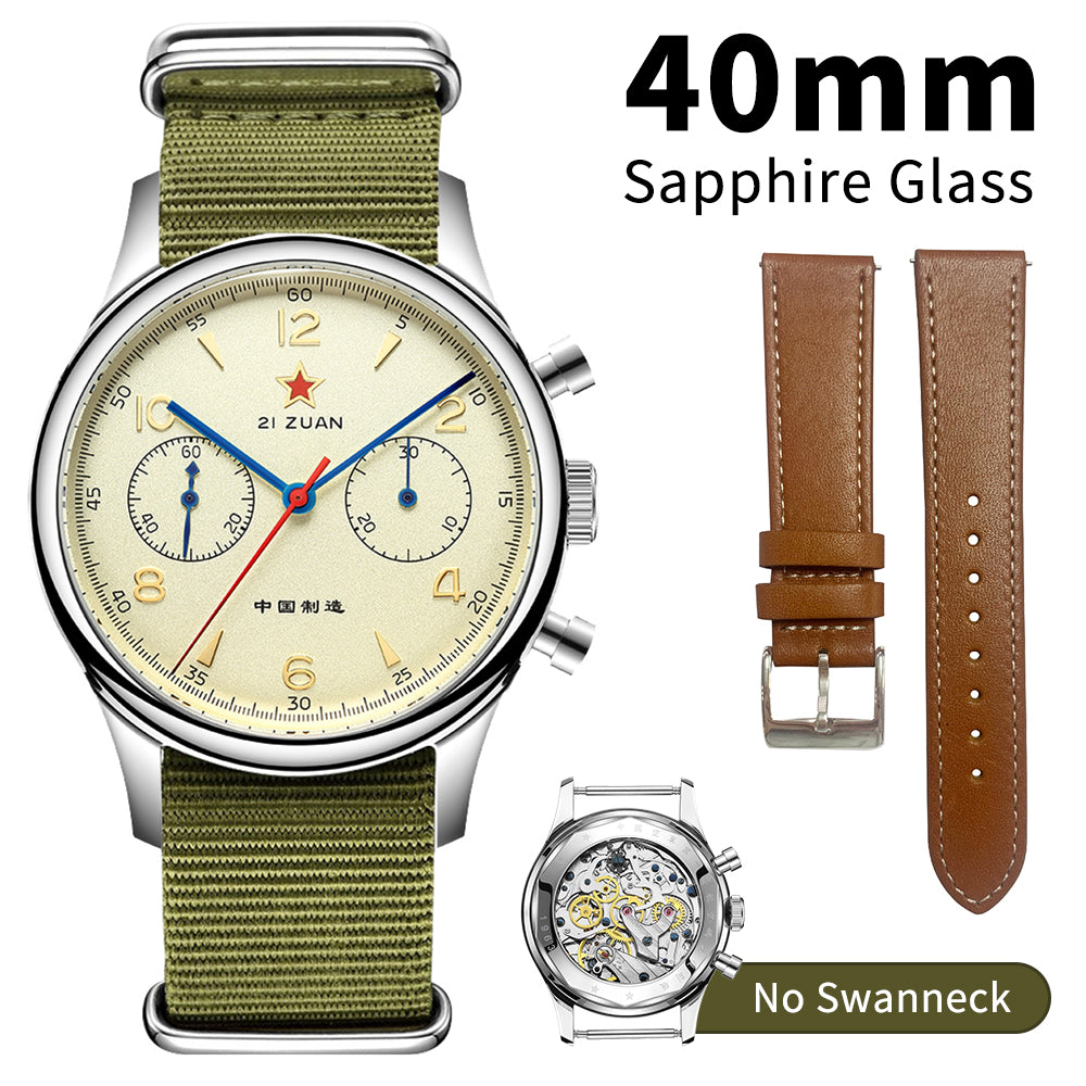 SEAKOSS 40mm Men's 1963 Chronograph Mechanical Watch Sapphire Glass Seagull ST1901 Movement Pilot Air Force Aviation Wristwatches