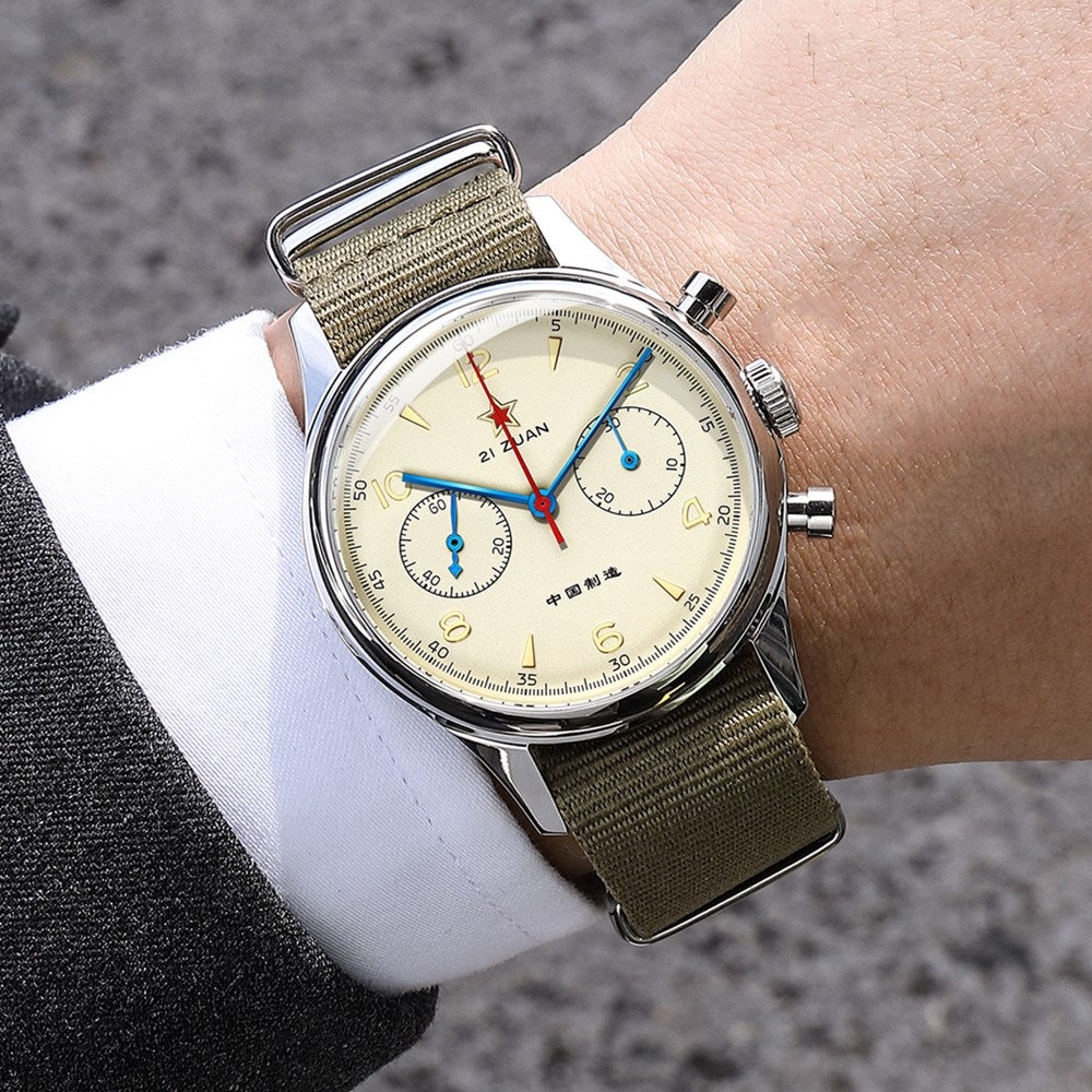SEAKOSS 40mm Men's 1963 Chronograph Mechanical Watch Sapphire Glass Seagull ST1901 Movement Pilot Air Force Aviation Wristwatches