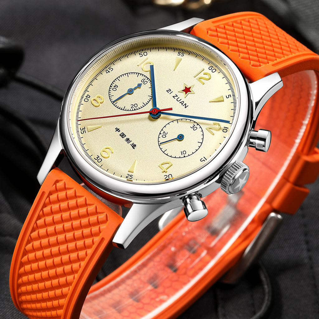SEAKOSS 40mm Seagull 1963 Chronograph Men's Watch ST1901 Movement Sapphire Gooseneck Wristwatches FKM Silicone Strap