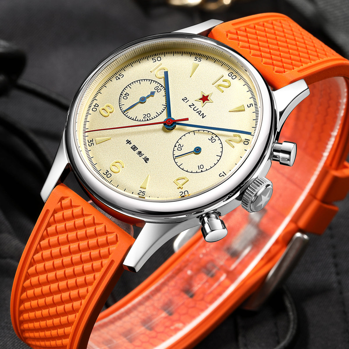 SEAKOSS 40mm Seagull 1963 Chronograph Men's Watch ST1901 Movement Sapphire Gooseneck Wristwatches FKM Silicone Strap