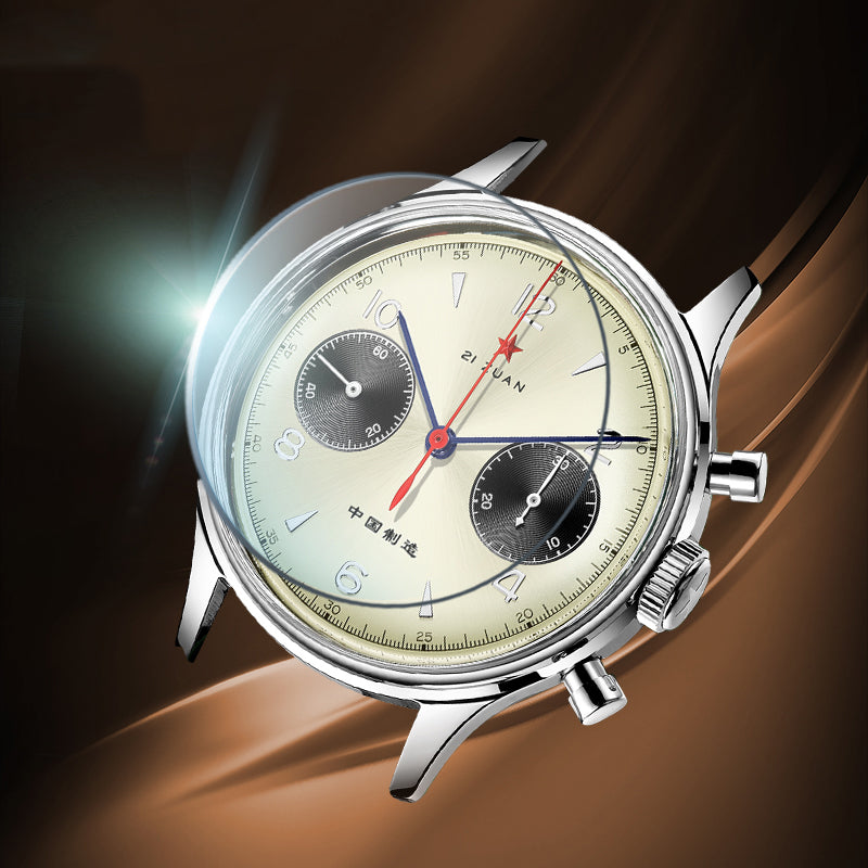 SEAKOSS 38mm Men 1963 Chronograph Watches Seagull ST1901 Movement Sapphire  Mechanical Wristwatches Yellow  Color